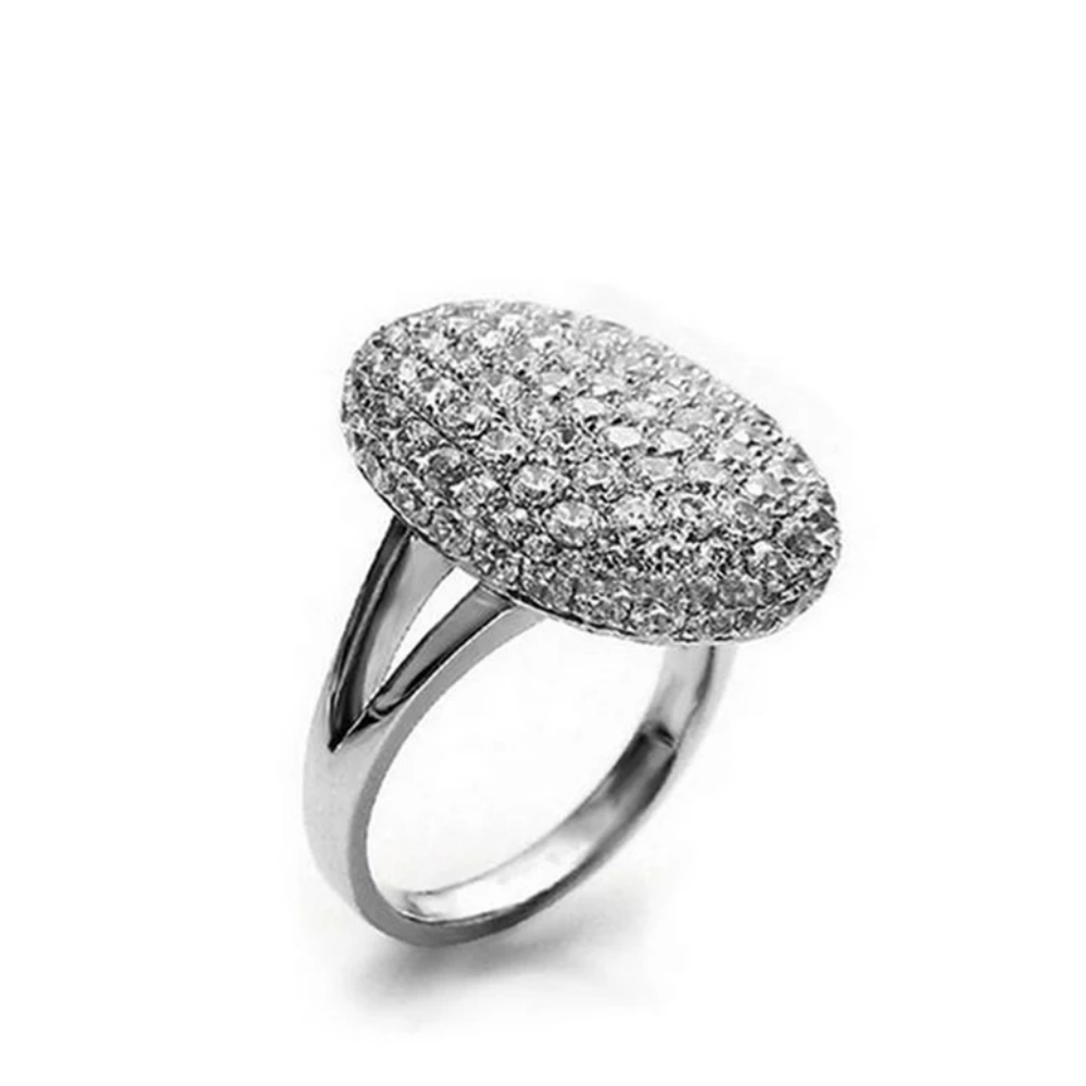 New Silver Fashion Wide Coctail Diamond Ring - Picture 1 of 3